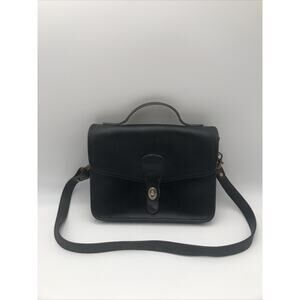 Vintage Michael Green Black Leather Messenger Crossbody Shoulder Bag